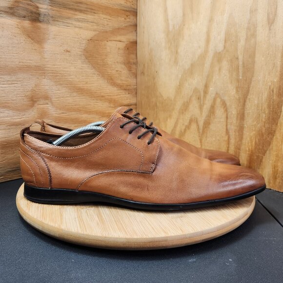 Aldo Mens Brown Soft Leather Oxford Dress Shoes Size 45 US 12 - Picture 1 of 9